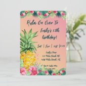 フラにハマろう！トロピカルサンセットパイナップルバースデー 招待状 (スタンド正面)