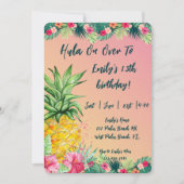 フラにハマろう！トロピカルサンセットパイナップルバースデー 招待状 (正面)