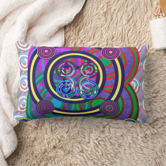 フラのたがの女の子のゲームの円形の円のデザイン ランバークッション (ブランケット)