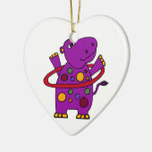 フラのたがを遊んでいるおもしろいな紫色のカバ セラミックオーナメント (左)