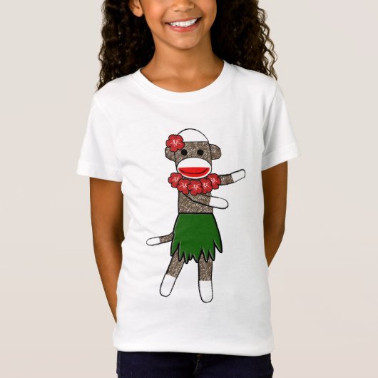 フラのソックス猿-女の子のベビードール(合う) Tシャツ (正面)