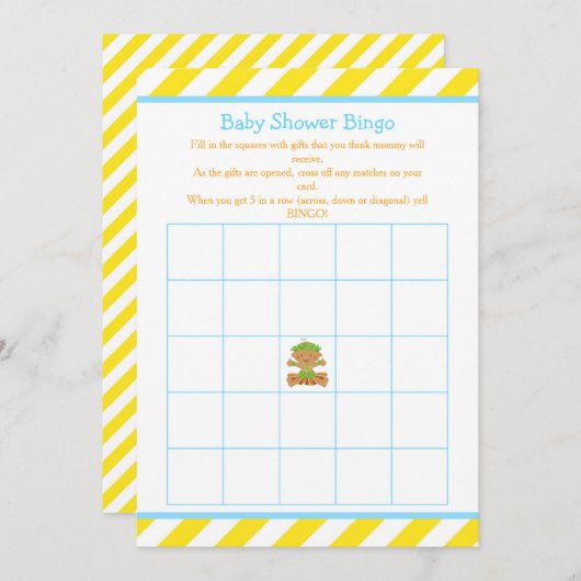 フラアフリカ系アメリカ人の男の子ベイビーシャワービンゴ 招待状 (正面/裏面)