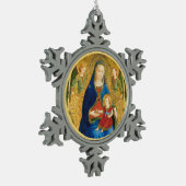 フラアンジェリコマドンナと子供 スノーフレークピューターオーナメント (左)