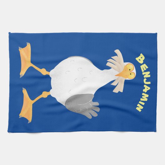 フライおもしろいトのフランスのカモメ キッチンタオル (横)