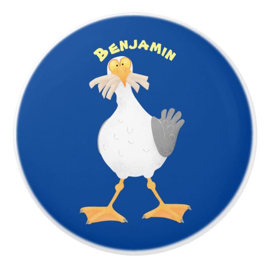 フライおもしろいトのフランスのカモメ セラミックノブ (正面)