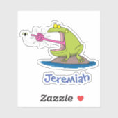 フライおもしろいマンユーモアを使った大きな緑のカエル シール (シート)