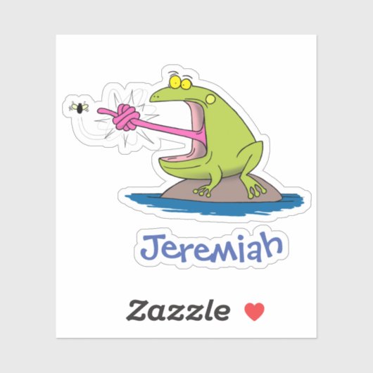 フライおもしろいマンユーモアを使った大きな緑のカエル シール (シート)