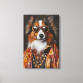 フライすごいシェットランドシェプドッグ | シェットランド・ シープドッグ キャンバスプリント (正面)