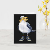 フライとスニーカーおもしろいTシャツ付きカモメ.png カード (黄色い花)