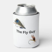 フライの男だ。フライフィッシング、漁師、スポーツマン 缶クーラー (缶正面)