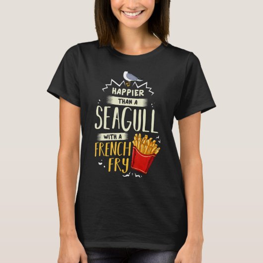 フライの贈り物を持つカモメよりフランスの幸せ Tシャツ (正面)
