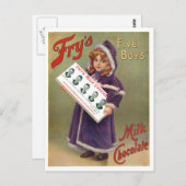 フライの「5人の少年」ミルクチョコレート広告看板 ポストカード (正面/裏面)