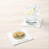 フライアイとペットの犬 – フライアイ釣りデザイン スクエアペーパーコースター (インサイチュ)