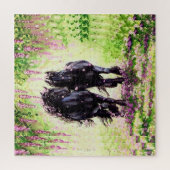 フライアシアの黒い牡馬と藤のある馬 ジグソーパズル (縦)