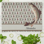 フライアフィッシングヴィンテージフライアインボーマス風呂タオル キッチンタオル (折り畳み)