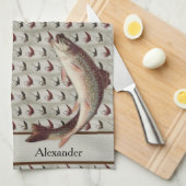 フライアフィッシングヴィンテージフライアインボーマス風呂タオル キッチンタオル (四つ折り)