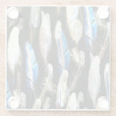 フライウォーターの色の羽：シームレスな背景 ガラスコースター (裏面)