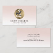 フライエアリアルヨガインストラクター金ゴールドロゴ赤面ピンク 名刺 (正面/裏面)