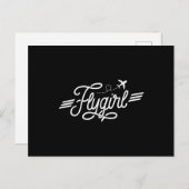 フライガールヴィンテージ航空パイロット飛行付き添い人 ポストカード (正面/裏面)