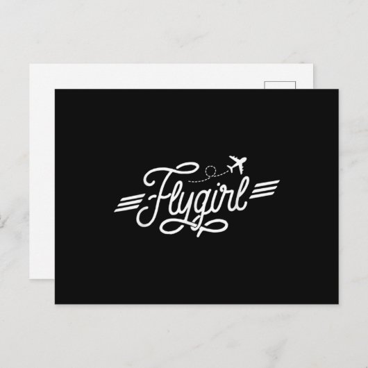 フライガールヴィンテージ航空パイロット飛行付き添い人 ポストカード (正面/裏面)