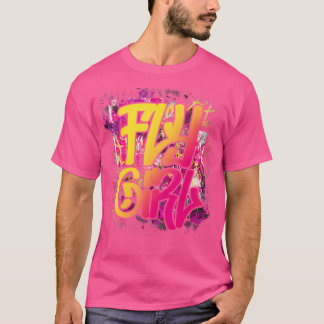 フライガール80S 90Sオールドスクールヒップホップガール Tシャツ