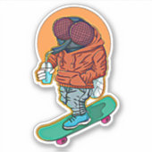 フライスケートボードオレンジグリーン4"キスカットビニル シール (正面)