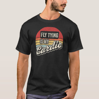 フライタイイングは私のトレーニング ヴィンテージ レトロ フライフィッシャー Tシャツ