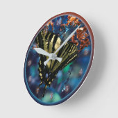 フライタイガーアゲハチョウ ラウンド壁時計 (傾斜)