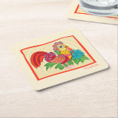 フライダカホロ鶏グラフィック スクエアペーパーコースター (アングル)