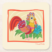 フライダカホロ鶏グラフィック スクエアペーパーコースター (正面)