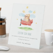 フライテディベアーアニマル飛行機誕生日カスタムパーティー 台座サイン (インサイチュ)