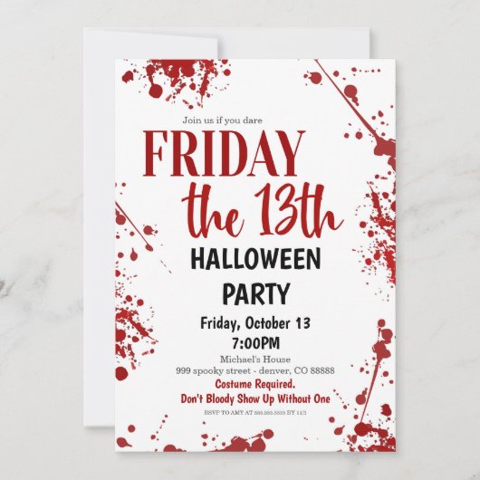 フライデーザ13番目のハローウィンパーティ招待状 招待状 (正面)