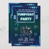 フライデーパーティー招待状 レトロネオン 招待状 (正面/裏面)