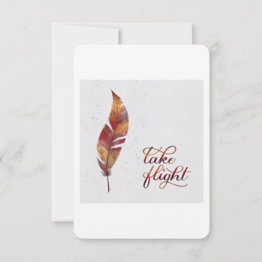 フライトのカードを羽毛で取る サンキューカード (正面)