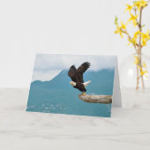 「フライトの力」ハゲのイーグルグリーティングカード カード (黄色い花)