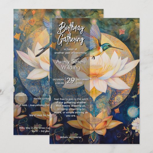 フライトの瞬間 | ハミングバードデザイン 招待状 (正面/裏面)