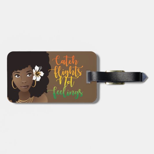 フライトをキャッチ感覚、髪の花、茶色 ラゲッジタグ (裏面横)