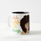 フライトをキャッチ感覚、黒人女性、バブルガム ツートーンマグカップ (正面左)