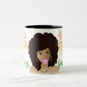 フライトをキャッチ感覚、黒人女性、バブルガム ツートーンマグカップ (中央)