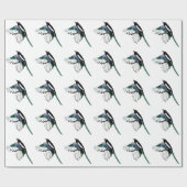 フライトアートの水彩マグパイバード ラッピングペーパー (フラット)