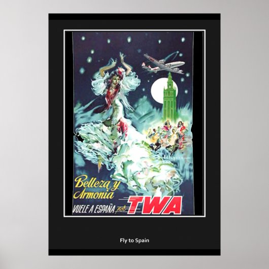 フライトゥスペインヴィンテージレトロプリント ポスター (正面)