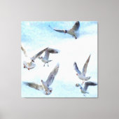 フライトウォーター色のカモメ キャンバスプリント (正面)