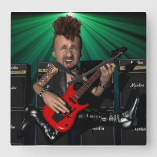 フライトスクエアウォールクロックのギタリスト スクエア壁時計