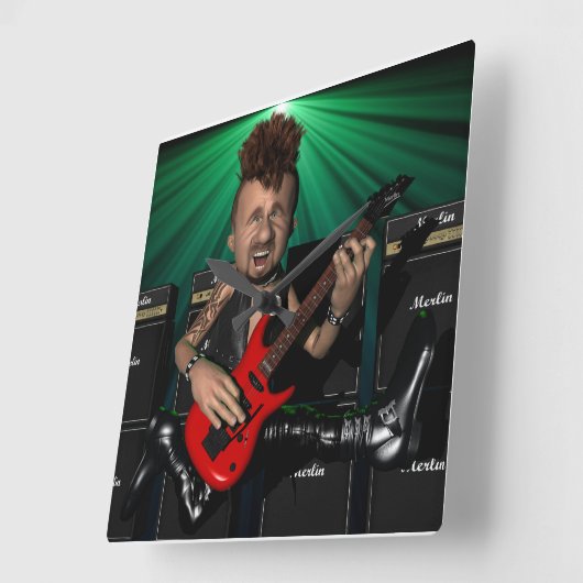 フライトスクエアウォールクロックのギタリスト スクエア壁時計 (傾斜)