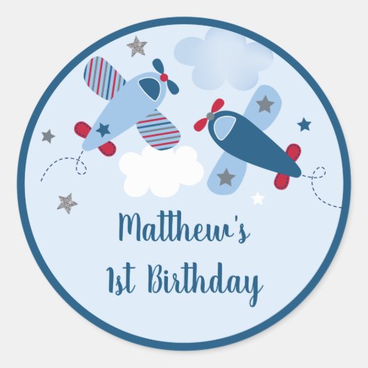 フライトスターズクラウドボーイ誕生日 ラウンドシール (正面)