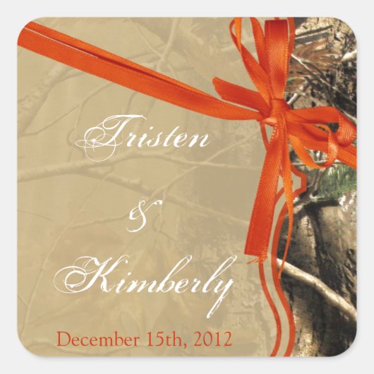 フライトスティッカーズハンターズカモフラージュ迷彩柄オレンジツリー スクエアシール (正面)