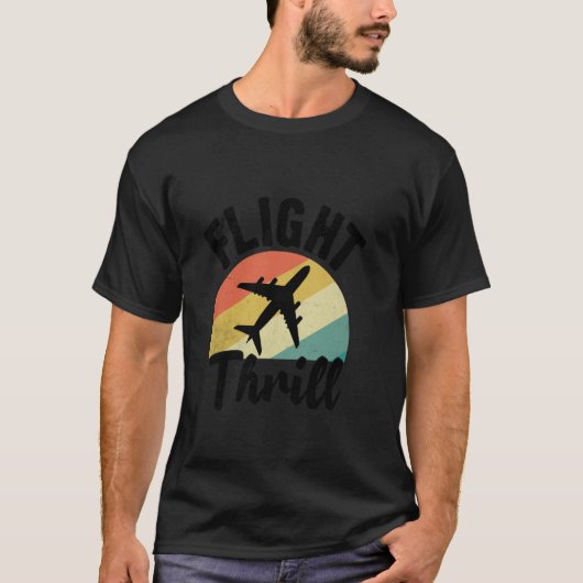 フライトスリル飛行機飛ぶ航空飛行飛行機E Tシャツ (正面)