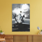 フライトデッキディレクターがF/A-18F信号を発する キャンバスプリント (インサイチュ (リビング))