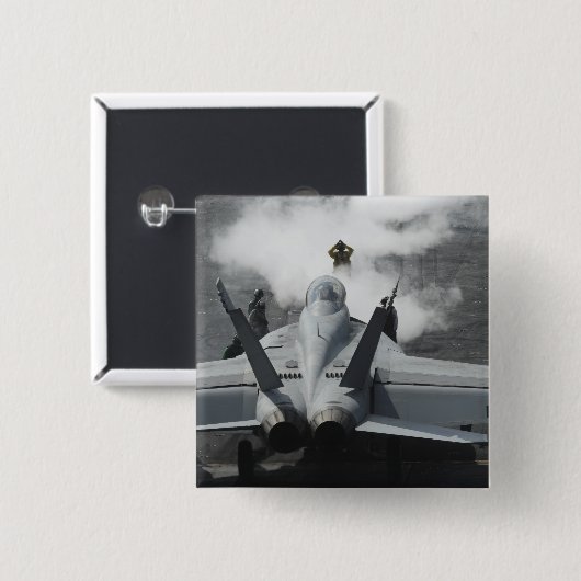 フライトデッキディレクターがF/A-18F信号を発する 缶バッジ (正面&裏面)