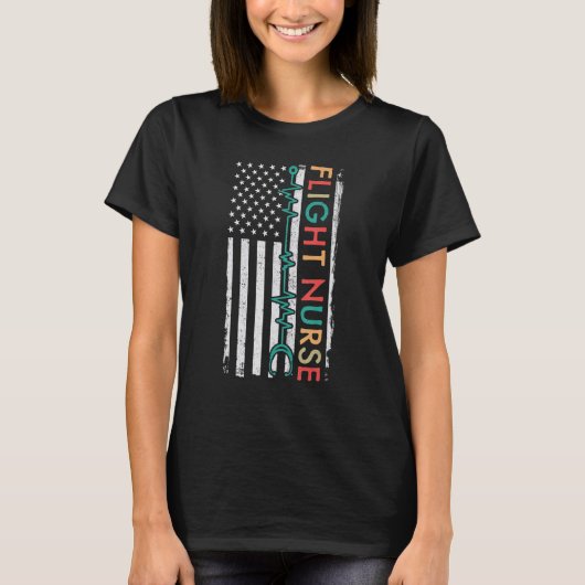 フライトナースの心拍アメリカ国旗 Tシャツ (正面)